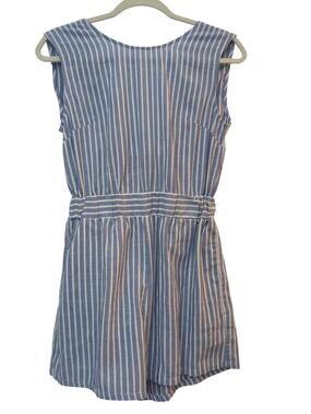 Blue & White Striped Y2K Tie-Back Romper Size Med Coastal Nautical Euro Summer